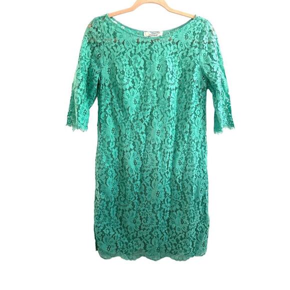 Robert Rodriguez Collection Sea Water Lace Crochet Sheer Shift Mini Dress - Sz 4 - Picture 1 of 5